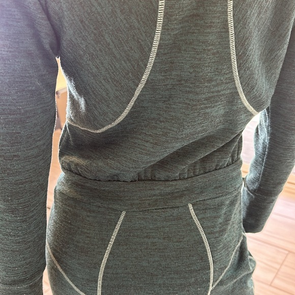 Athleta Give It Your All Teal Drawstring Long Sleeve Dress Size XXS - Picture 4 of 12